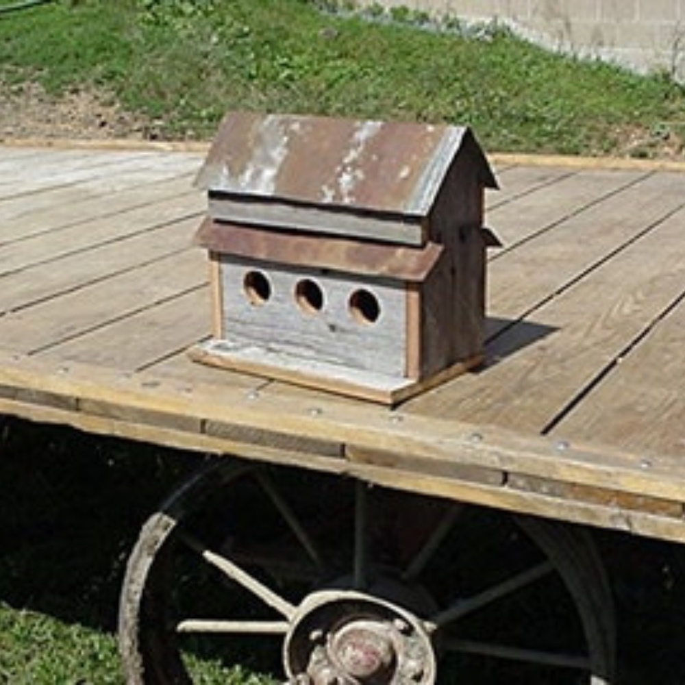 Amish Made Three Hole Birdhouse Handmade from Barnwood